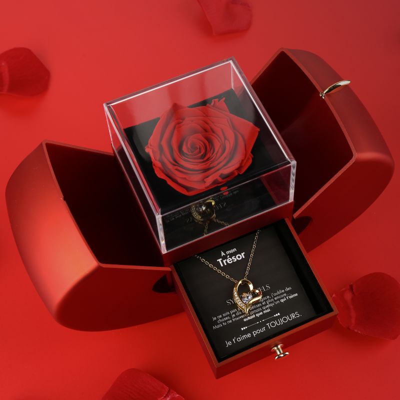 Coffret Pomme Rose Éternelle "À mon Trésor"