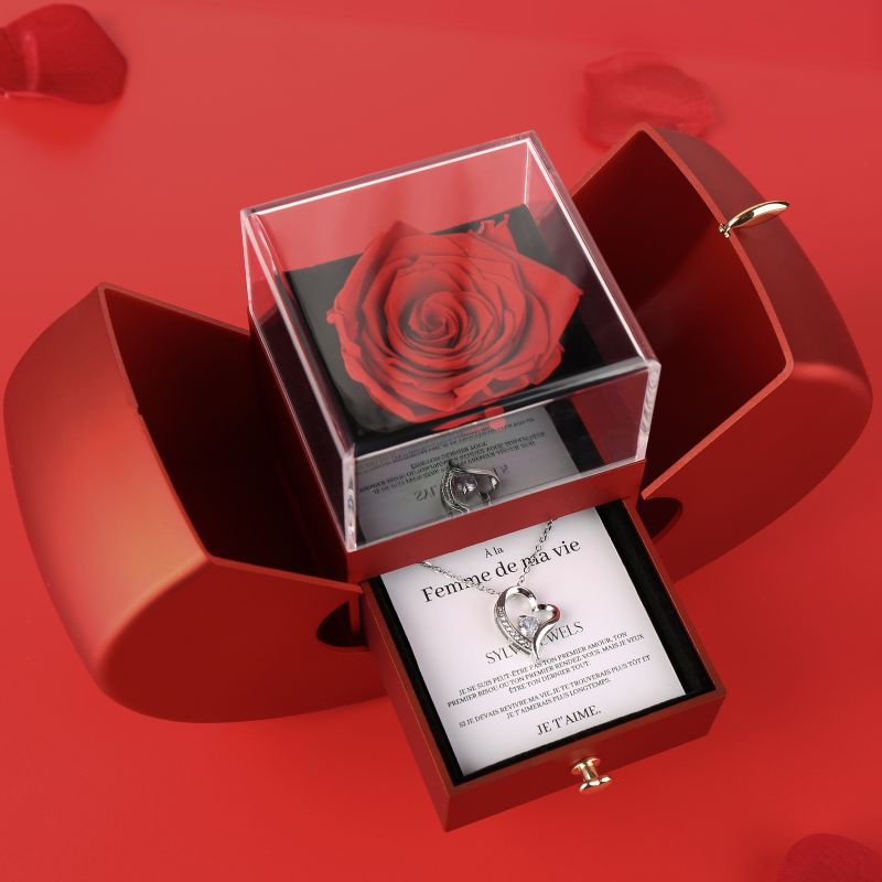 Coffret Pomme Rose Éternelle "À la Femme de ma vie"