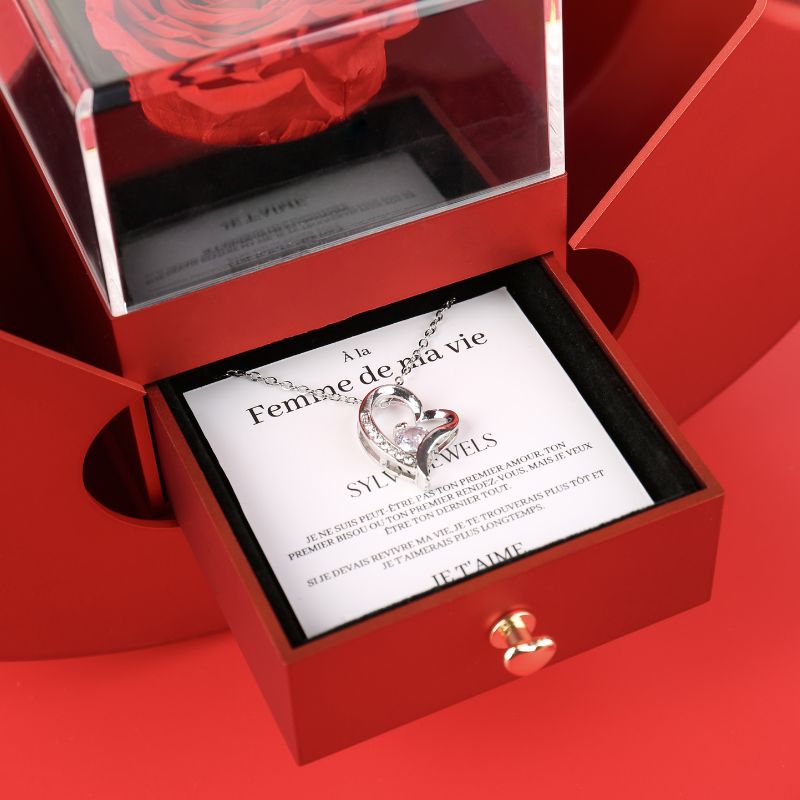 Coffret Pomme Rose Éternelle "À la Femme de ma vie"