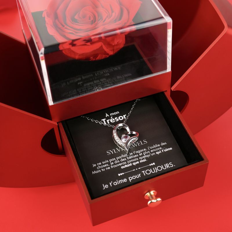 Coffret Pomme Rose Éternelle "À mon Trésor"