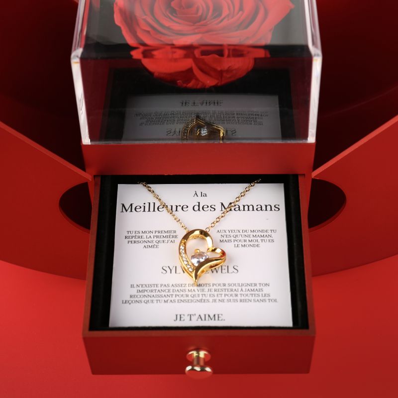 Coffret Pomme Rose Éternelle "À la Meilleure des Mamans"