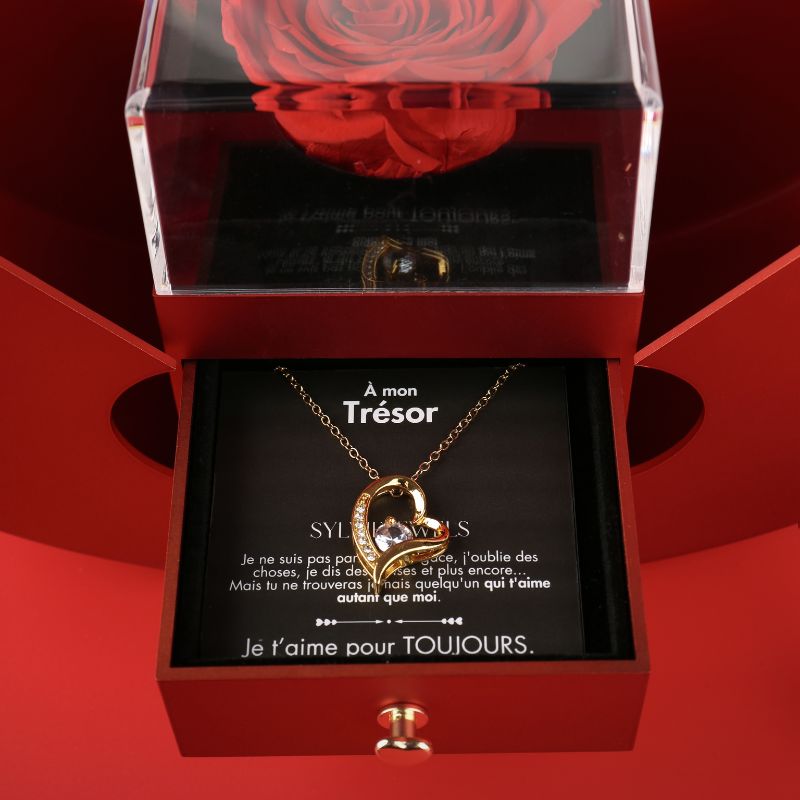 Coffret Pomme Rose Éternelle "À mon Trésor"