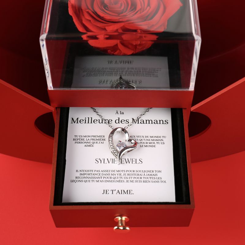 Coffret Pomme Rose Éternelle "À la Meilleure des Mamans"