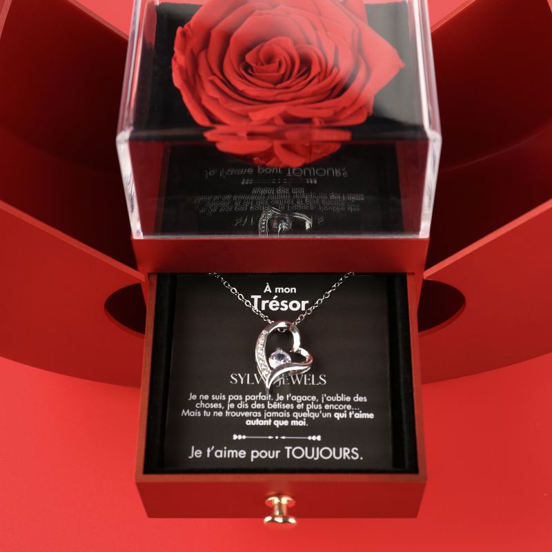 Coffret Pomme Rose Éternelle "À mon Trésor"